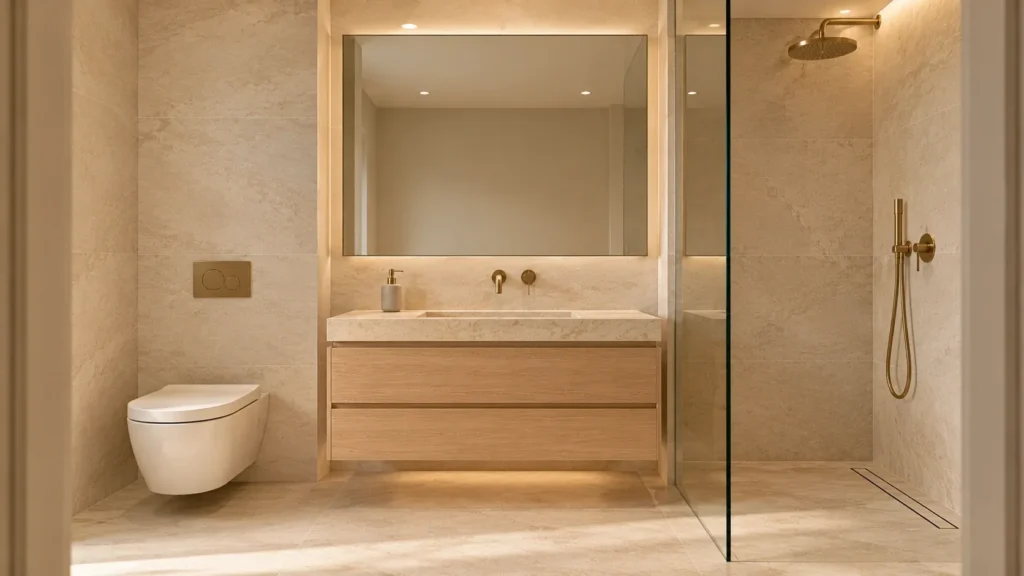 Minimalist small bathroom that looks bigger